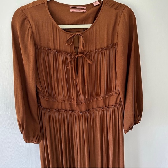 Scotch&Soda Ruffled midi-length dress in brown.Size M - Picture 3 of 6